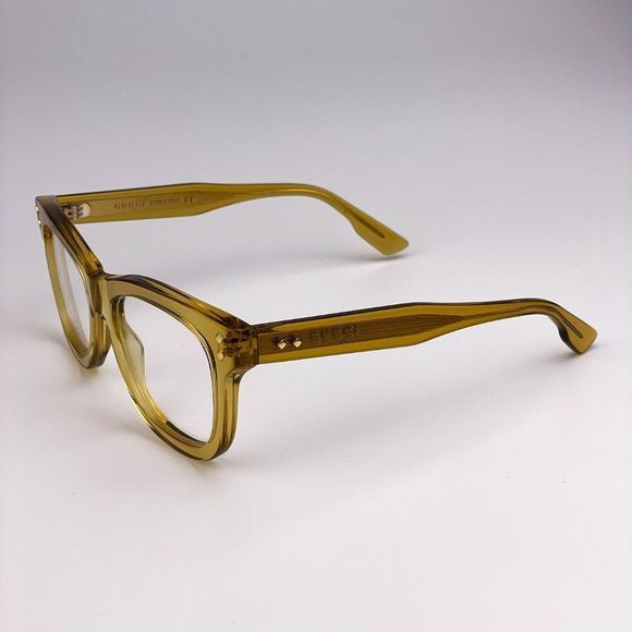 GUCCI GG1086O 006 Eyeglasses Transparent Yellow Square Women - Picture 4 of 9